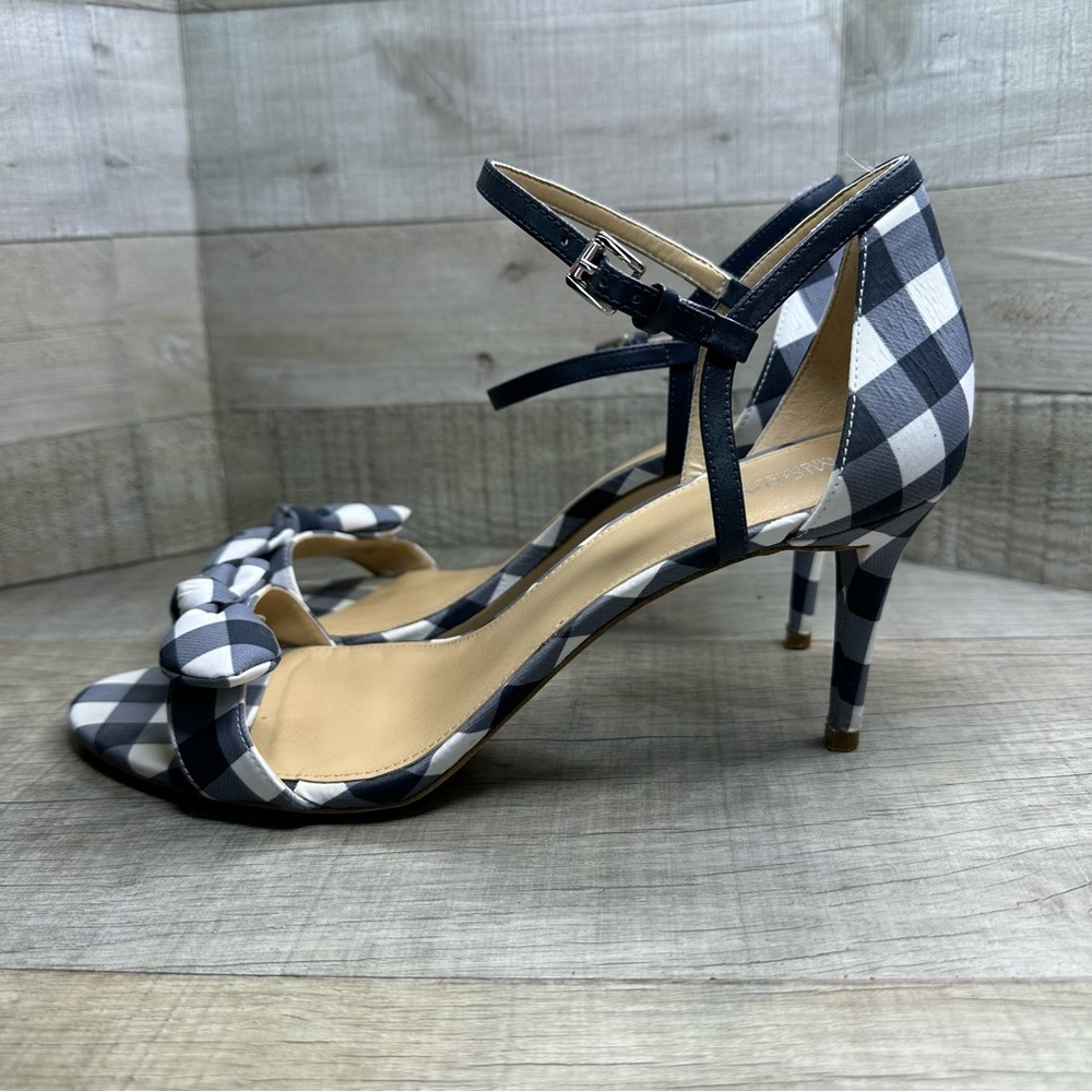 MICHAEL MICHAEL KORS Pippa Blue & White Gingham Plaid Bow Heeled Sandals Size 10